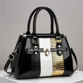Vertical Stitching Bright Leather Lizard Pattern Large Capacity Shoulder Bag
